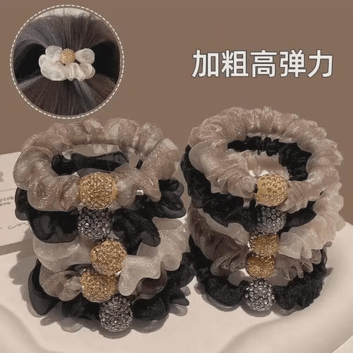 新款高端百搭水钻头绳女秋冬扎头花发绳橡皮筋高级感毛绒皮套发圈