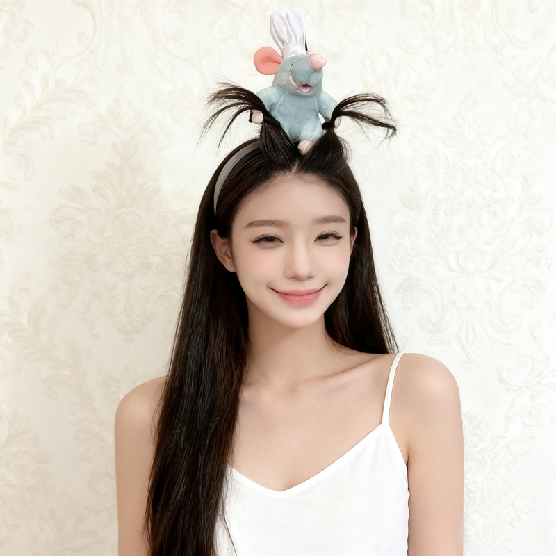 料理鼠王发箍头箍发饰高颅顶可爱宝宝头饰毛绒公仔正版迪士尼同款