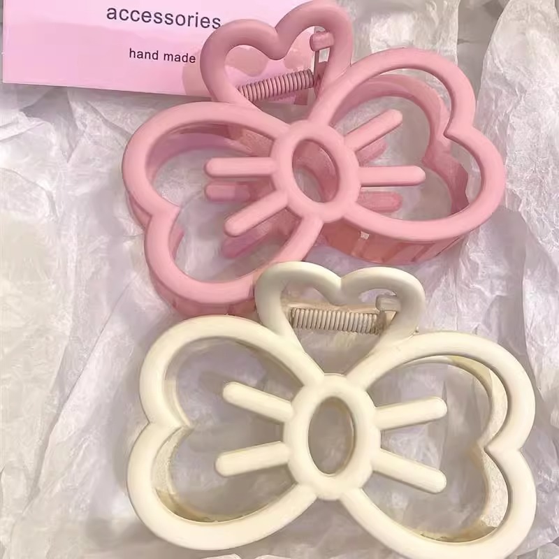 简约可爱蝴蝶结发夹后脑勺盘发抓夹少女感鲨鱼夹子发量多发卡头饰