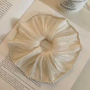 高级感加大号珍珠大肠发圈女气质扎头发丸子头皮筋低马尾发绳头绳