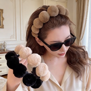 2025新款毛绒高颅顶发箍女秋冬可爱毛绒头箍高级感优雅气质发饰