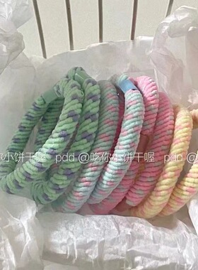 扭扭少女心~多巴胺春日限定彩色日韩清新耐用发绳撞色皮筋扎头发