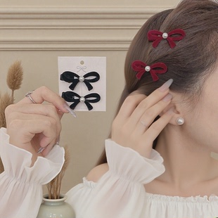新款小号蝴蝶结发夹女公主头小抓夹发饰浏海侧边发夹鸭嘴夹子头饰