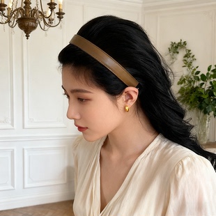 韩国进口正品jenny金智妮同款纯色皮质百搭简约头箍发箍发卡