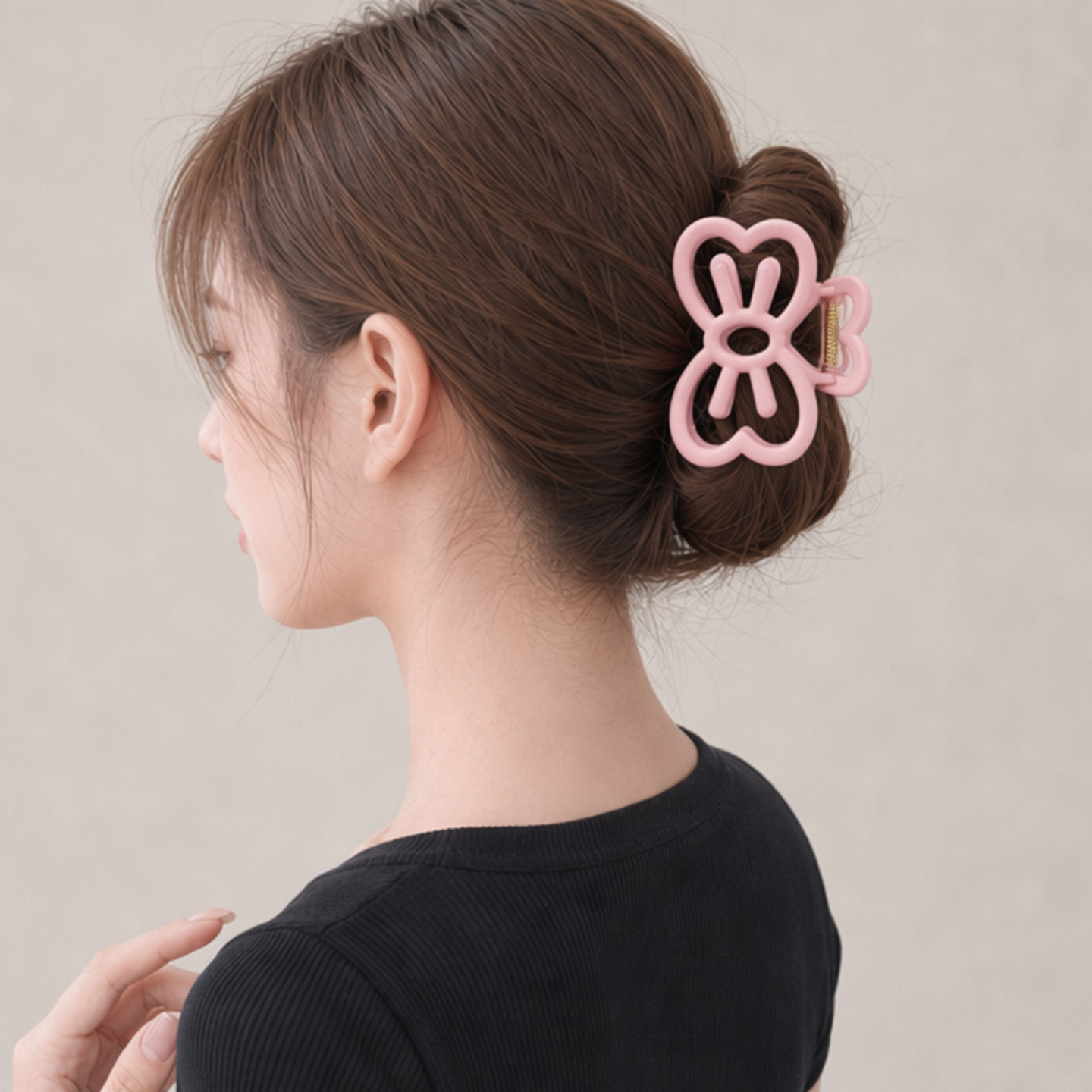 简约顶夹可爱蝴蝶结发夹后脑勺盘发抓夹少女感鲨鱼夹子发量多发卡