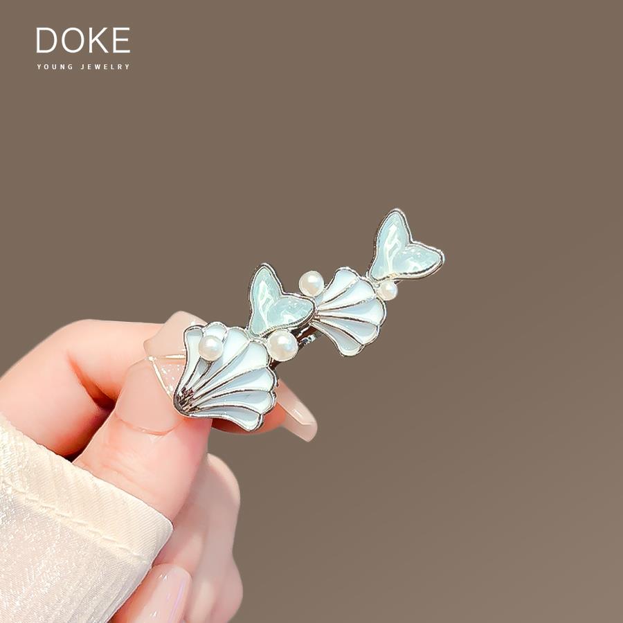 贝壳鱼尾发夹女新款百搭发卡侧边刘海夹前额碎发夹子个性鸭嘴夹