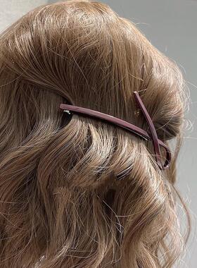 韩国新款迪丽热巴同款刘海边夹AZ同款蝴蝶结细长一字夹气质弹簧夹