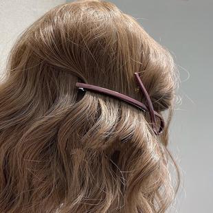 韩国新款迪丽热巴同款刘海边夹AZ同款蝴蝶结细长一字夹气质弹簧夹