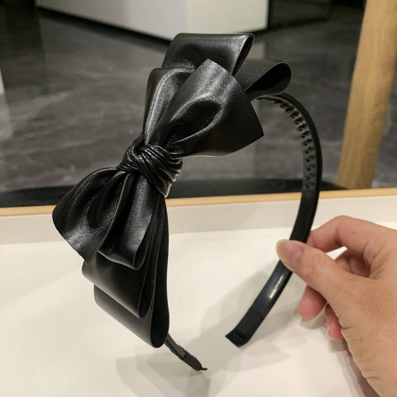 防滑带齿发箍仙女小香风PU皮蝴蝶结发箍高级感仙气发饰时尚头箍女