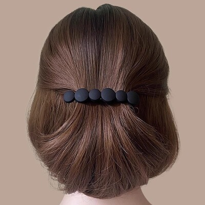 短发留长发过一字发卡马尾夹子半扎发夹女夏季后脑勺竖夹发饰气质