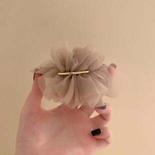 气质网纱弹簧夹半扎发奢华奢侈高端发夹2024新款马尾后脑勺一字夹
