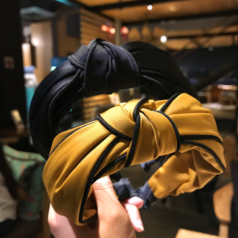 韩版宽边打结发箍复古简约布艺头箍压发纯色头窟成人发饰一件代发