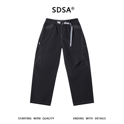 SDSA男装2026新款高贵轻奢户外简约格子明线设计工装休闲裤百搭