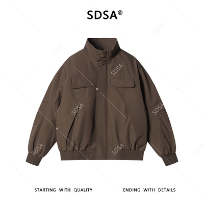 SDSA男士秋冬新款痞帅男装设计感工装立领羽绒服纯色百搭时尚外套