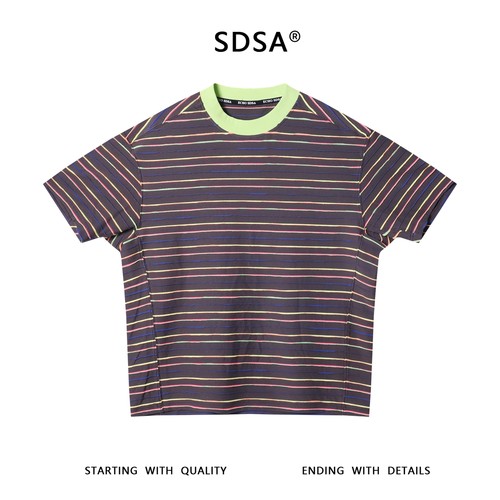 夏季高级感新款美式撞色T恤