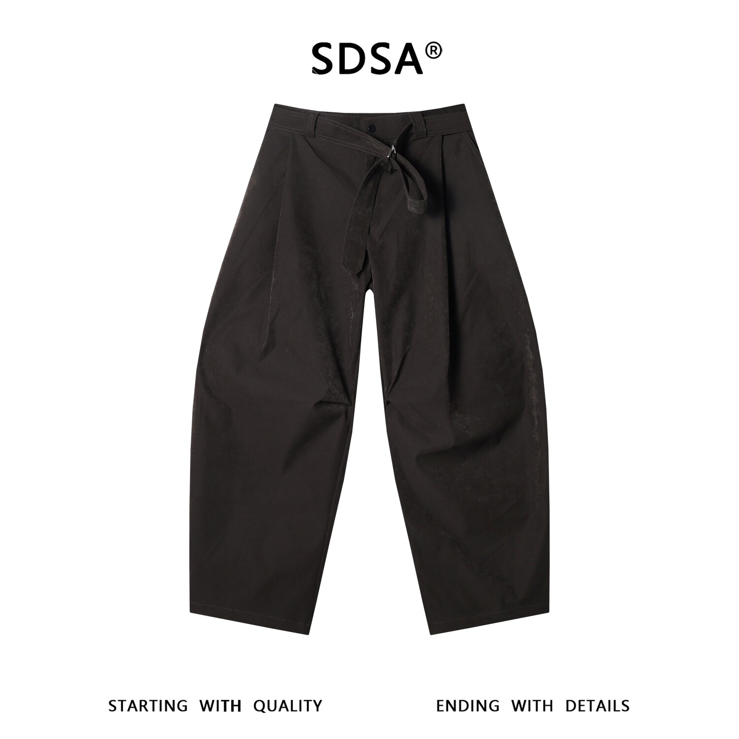 SDSA男装2026新款轻奢立体打褶高腰气球裤挺括抗皱九分休闲西裤图片