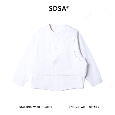 SDSA秋冬新款痞帅男装潮牌纯色休闲百搭设计假两件夹克外套时尚