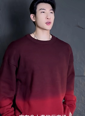 MY191新款时尚个性韩版渐变圆领针织毛衣百搭宽松高级百搭上衣