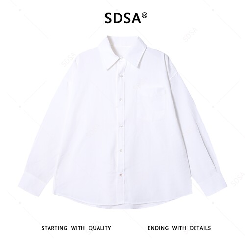 SDSA秋冬新款痞帅男装简约基础款纯色口袋翻领长袖衬衫25AS380