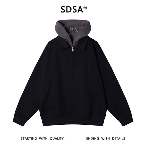 SDSA秋冬新款痞帅男装韩版拼接假两件夹克外套开衫时尚上衣G5030
