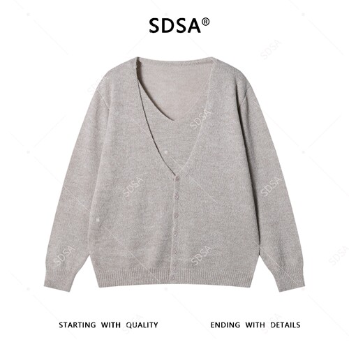 SDSA秋冬新款痞帅男装休闲简约V领针织衫气质百搭宽松毛衣51162