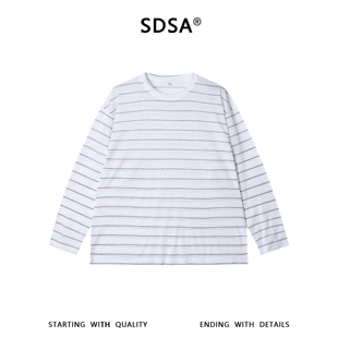SDSA男士春夏新款痞帅男装韩版简约撞色条纹长袖T恤百搭休闲上衣