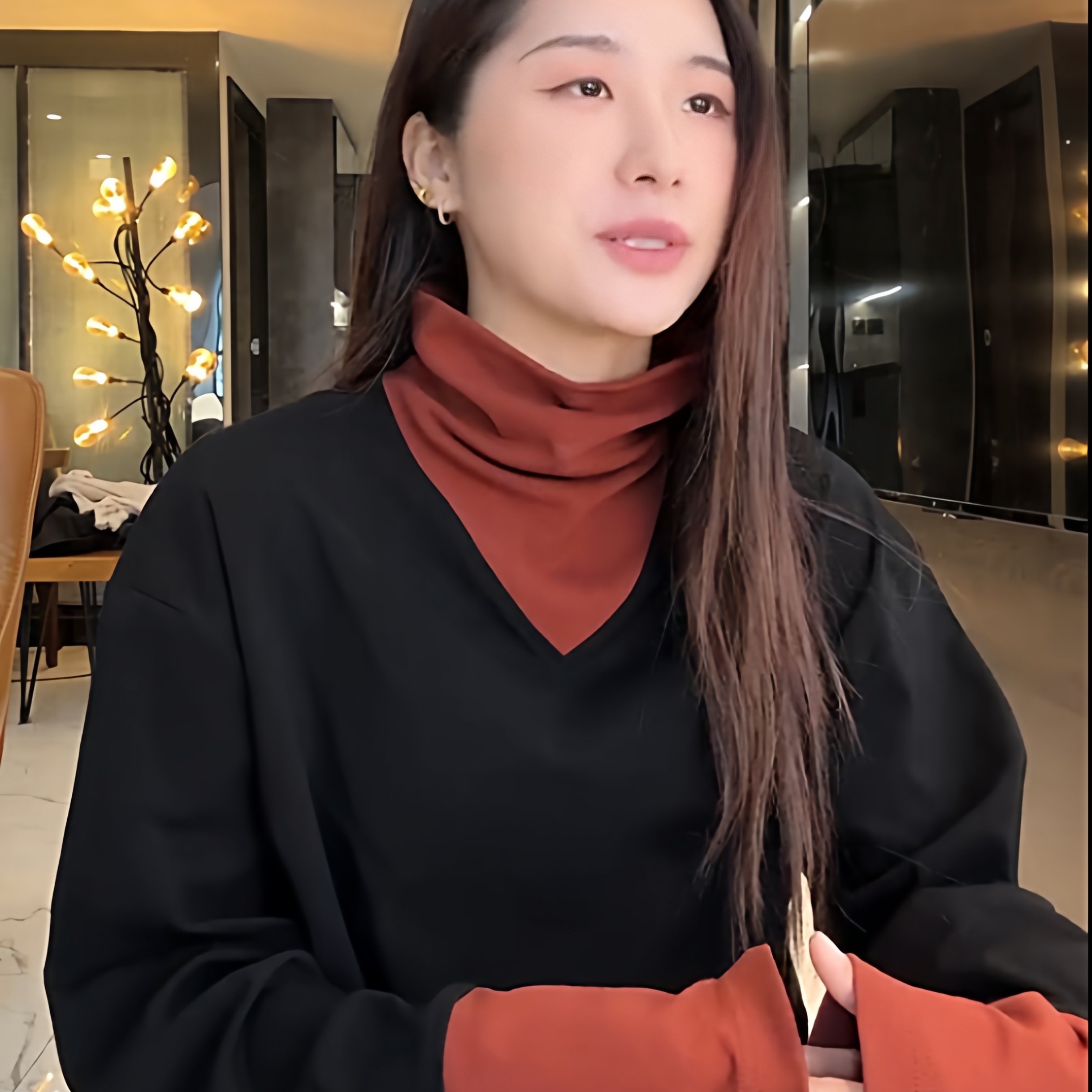 SDSA男士秋冬新款痞帅男装简约拼接撞色可翻高领长袖T恤百搭时尚