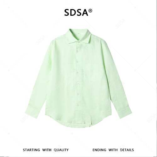 SDSA男装2026新款高贵轻奢极简风纯色亚麻长袖衬衫百搭时尚衬衣