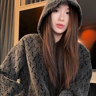 SDSA男士秋冬新款痞帅男装设计师撞色暗纹提花抽绳连帽卫衣高级感