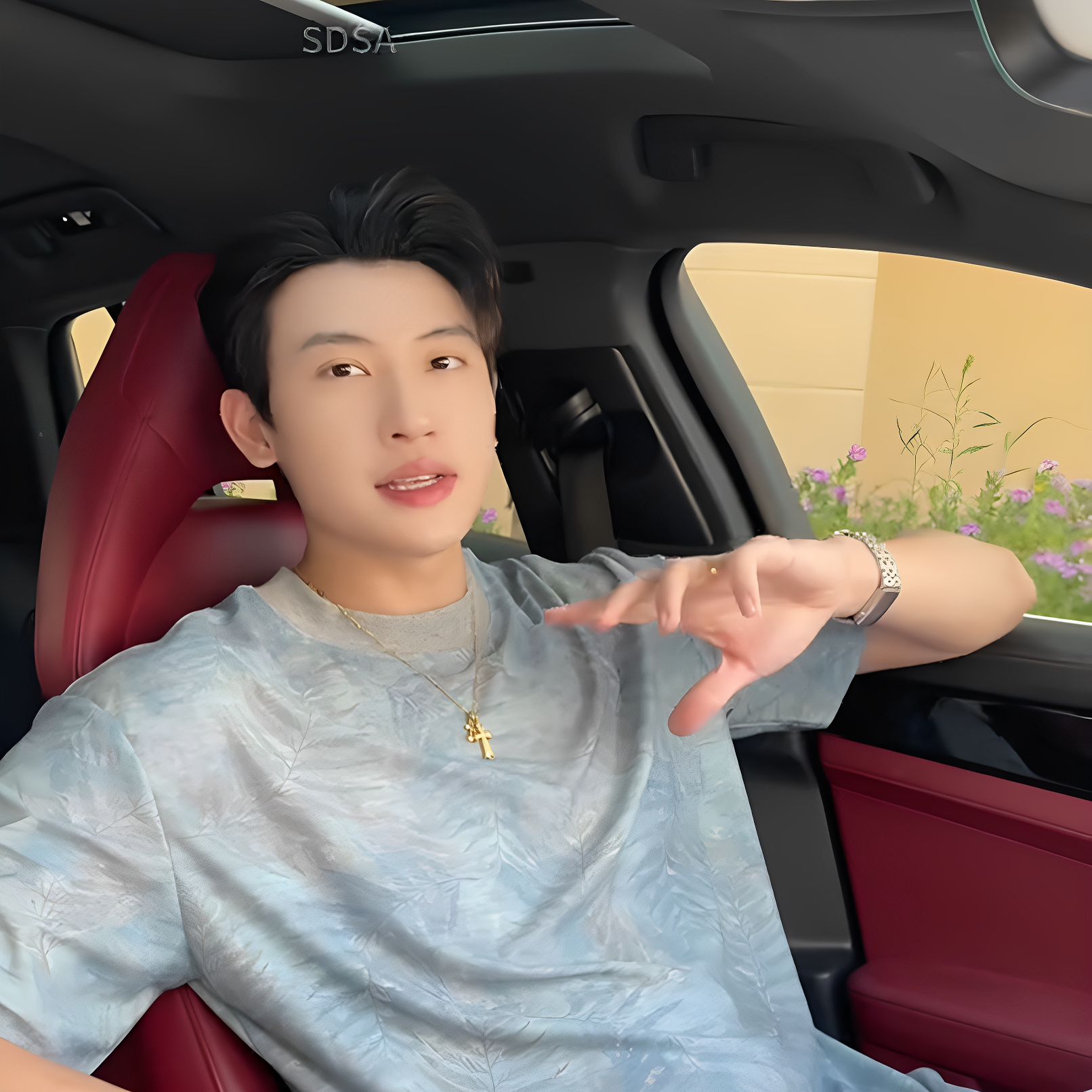 SDSA夏季高级感新款男士潮牌扎染叶子图案设计短袖T恤潮流T4111
