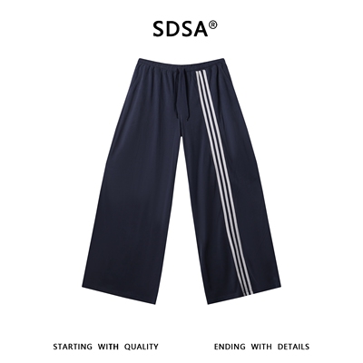 SDSA男装2026新款高贵轻奢时尚简约撞色织带抽绳休闲裤百搭宽松