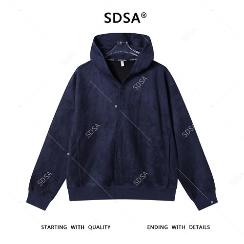 SDSA男士秋冬新款痞帅男装韩版简约纯色按扣连帽卫衣百搭宽松上衣