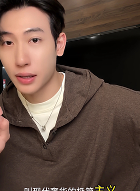 SDSA秋新款痞帅男装简约纯色半纽扣连帽卫衣设计师时尚上衣35530