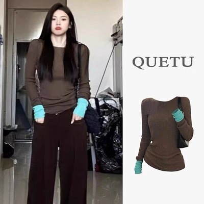 纯欲辣妹风针织打底衫女内搭可外穿2025秋季新款洋气显瘦修身上衣