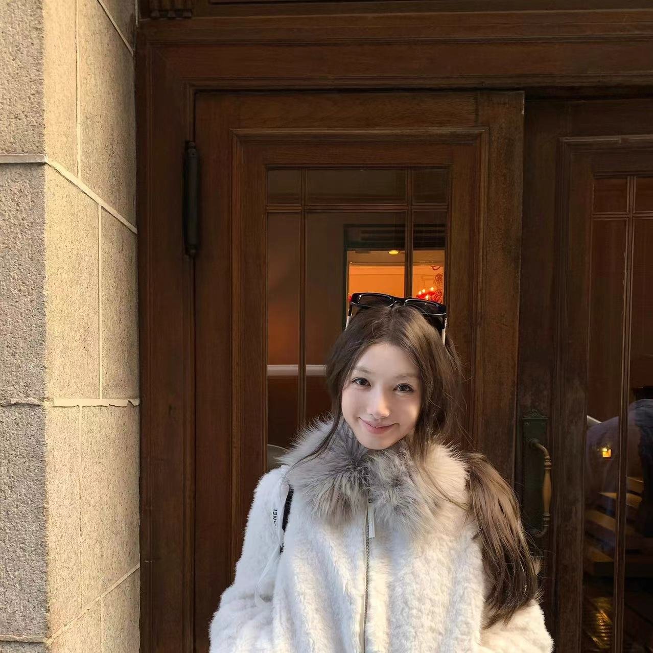 板栗可可Bankelili'暖冬咩咩'大毛领短款环葆羊羔毛保暖外套女冬
