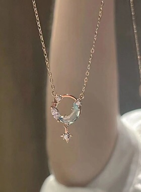 逐梦星河项链女生感星星月亮小众女式百搭轻奢项链星月吊坠