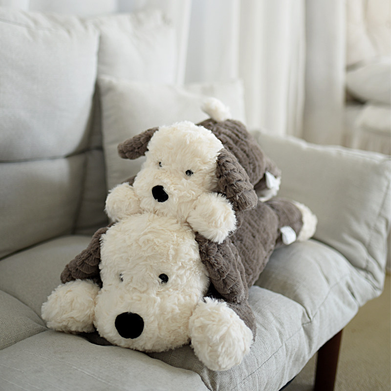 회색과 흰색 부드러운 귀여운 플러시 쇼 쇼핑 장난감 어린이 편안한 인형 인형 소녀 선물 가정 장식 점심 시간