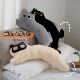毛绒黑猫抱枕逻辑猫长条枕宿舍靠枕睡觉夹腿抱枕可爱床头靠垫礼物