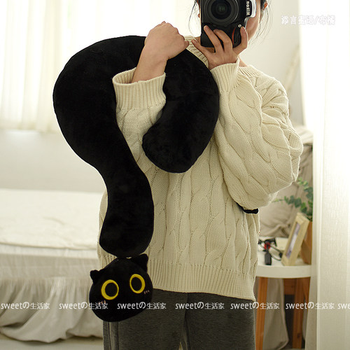 添言蜜语毛绒猫咪问号U型枕