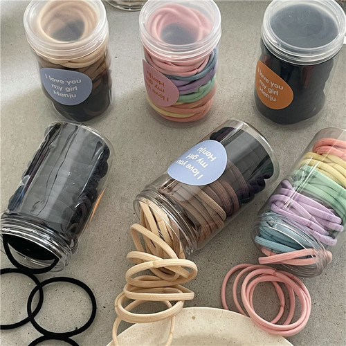 发圈简约基础48条罐装皮筋