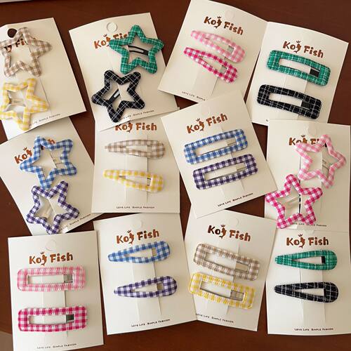 2个装学院风格子星星BB刘海夹