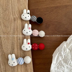 可爱卡通米菲兔纽扣发夹鸭嘴夹甜美少女心碎发刘海夹边夹发卡发饰