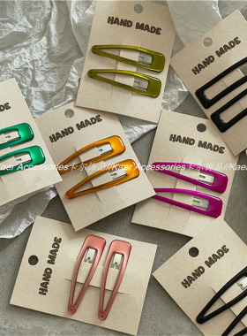 韩国风新款 彩色滴油水滴BB夹刘海夹新款 时尚简约长方形发夹边夹