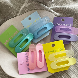 奶油色撞色椭圆侧边发夹对夹小清新少女侧边刘海夹鸭嘴夹弓形边夹