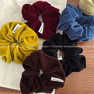 韩国绒布发圈简约秋冬金丝绒大肠圈头花 马尾扎透发圈皮筋头绳女