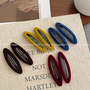 韩国新款 刘海夹侧边夹百搭头饰发饰 高级感彩色丝绒bb夹发夹时尚