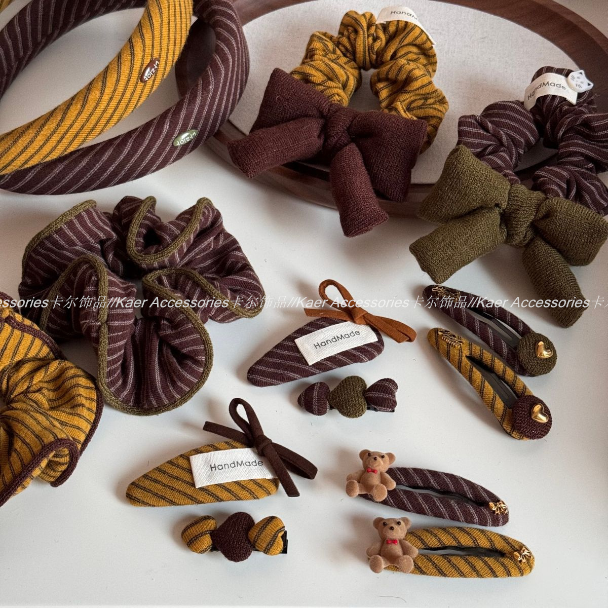 格纹发夹发箍侧边夹少女大肠圈