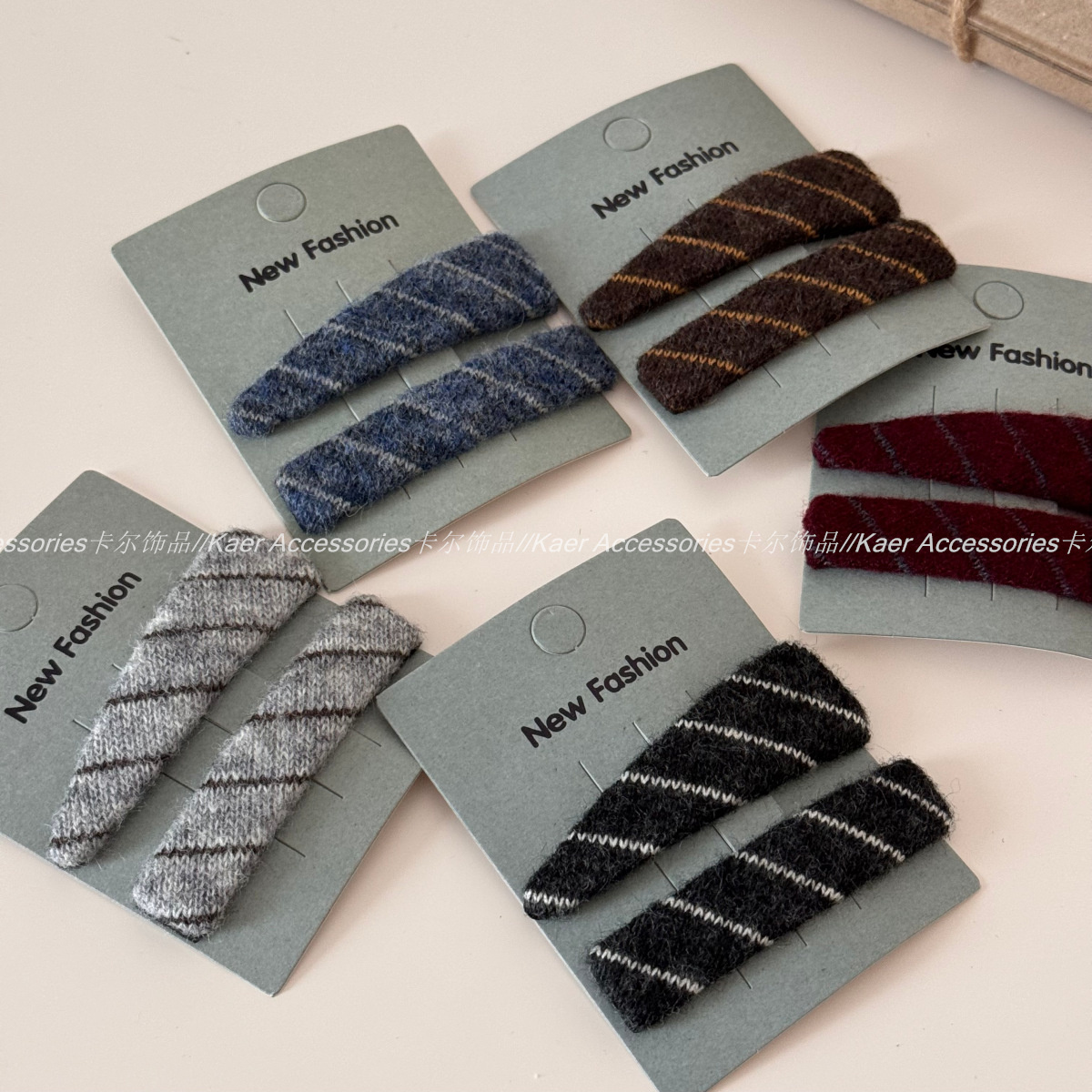 韩版秋冬斜纹发夹三角毛线