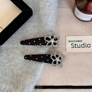 波点闪钻花朵夹子发夹高级感精致侧边发卡百搭刘海夹碎发边夹头饰