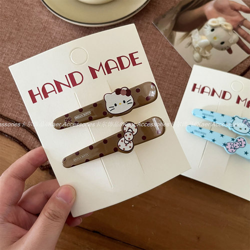 甜美可爱可露丽蓝咖色波点发卡